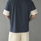 "Modern Color Block Co-ord Set - Navy & Beige"