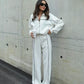 Classy White Relaxed Fit Co-Ord Set Aesthetic Street Style Lounge Wear